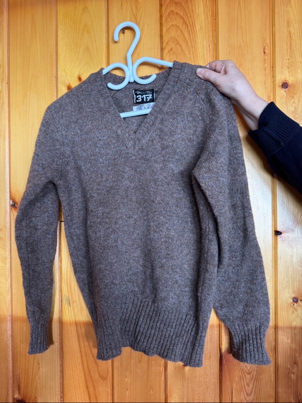 Classic Brown V-Neck Wool Blend Sweater